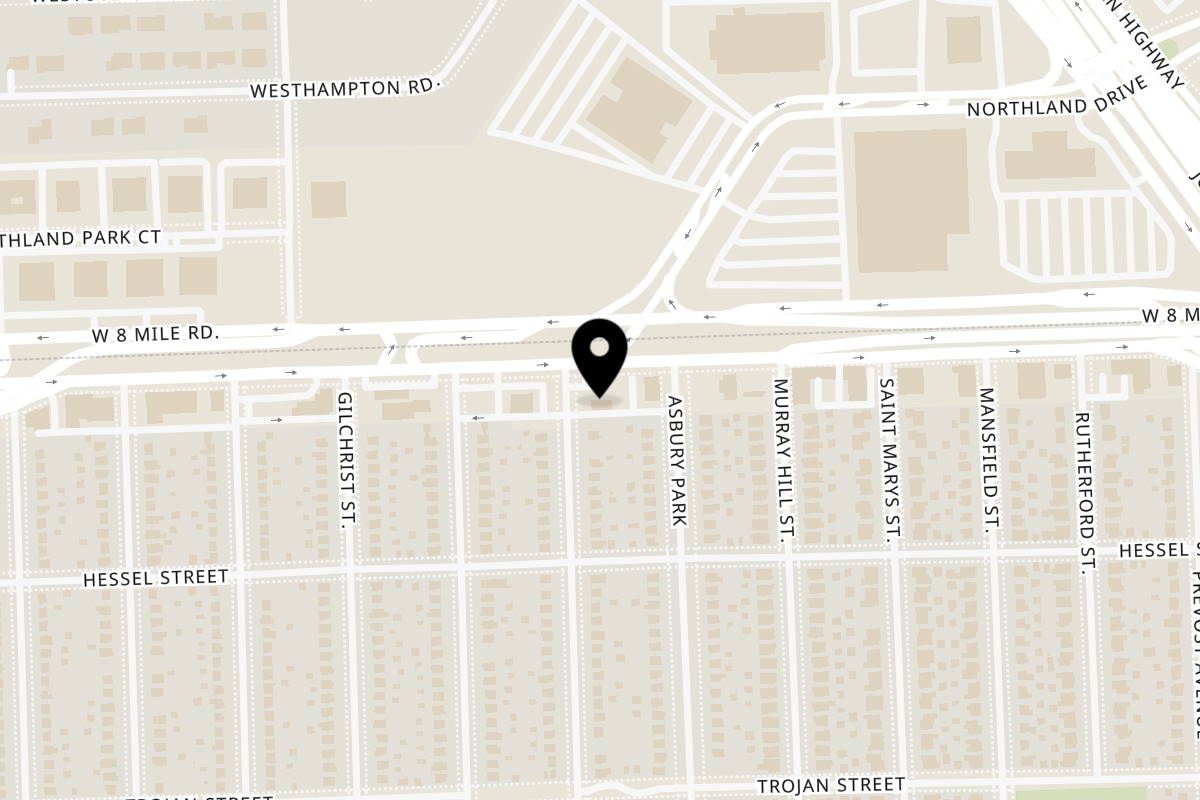 Map showing the location of Sabor Tacos Detroit on 16433 Eight Mile W in Detroit